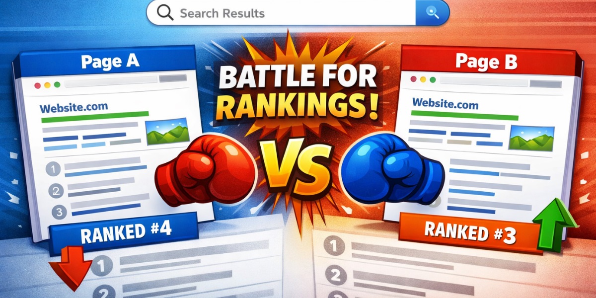 Two pages on the same website competing against each other in Google search results